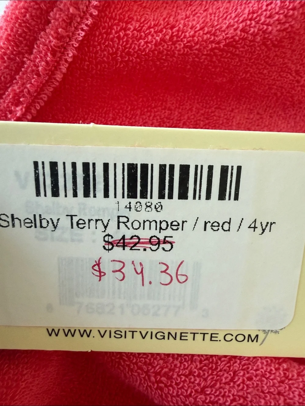 New With Tags: Girls Terry Romper in Bright Red. Size: 4T